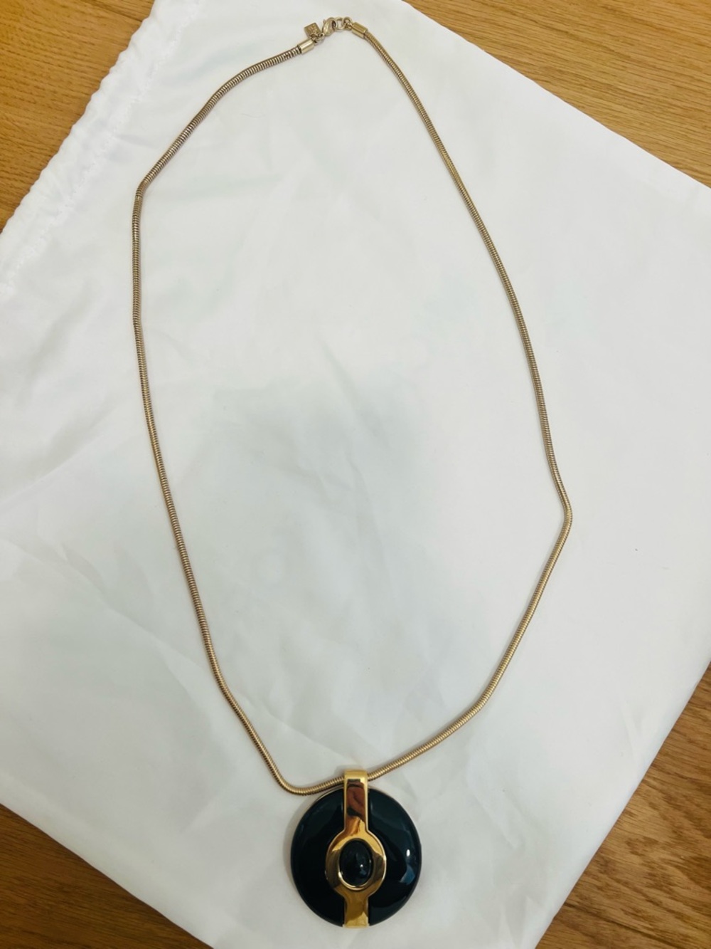 BR Gold and Black Pendant Long Necklace - Designer Style
